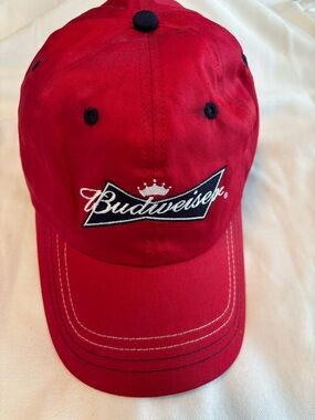Budweiser Red Baseball Cap with Blue and White Logo